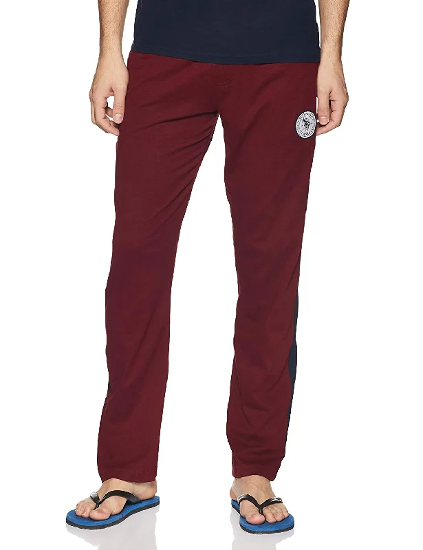 men's stretch navy cargo pants-US Polo Assn. Men Cotton Red Lounge Bottom Pajamas Track Pants