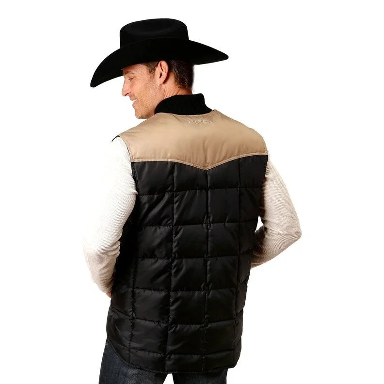 Men's off-road jackets-Roper Western Vest Mens Quilted OPP Black 03-097-0763-0534 BL