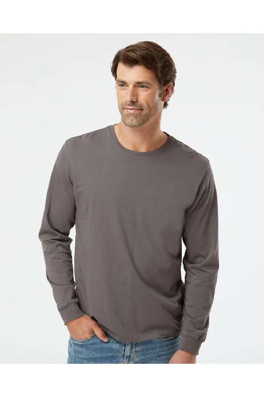 Men's short-sleeve road trip casual shirt-SoftShirts Mens Organic Long Sleeve Crewneck T-Shirt - Graphite Grey