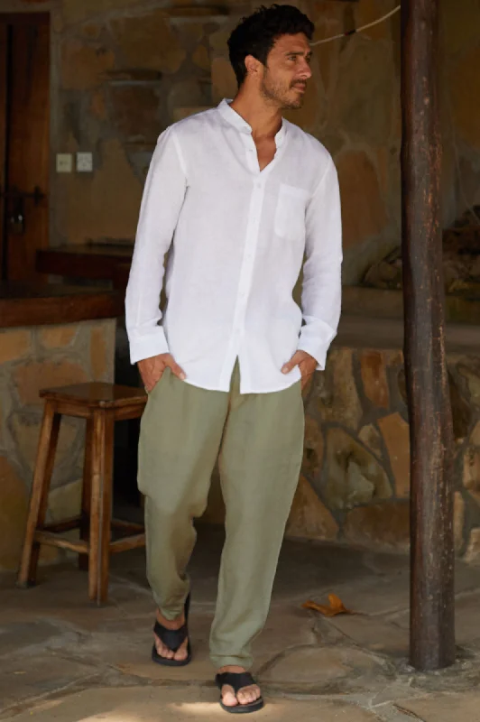 men's heavyweight pants-Men's Premium Linen Trousers | Khaki