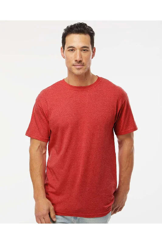 Men's short-sleeve Henley style shirt-M&O Mens Gold Soft Touch Short Sleeve Crewneck T-Shirt - Heather Red