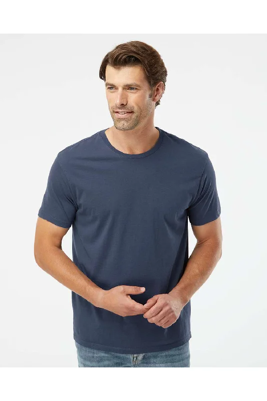 Men's short-sleeve earthy brown top-SoftShirts Mens Organic Short Sleeve Crewneck T-Shirt - Navy Blue