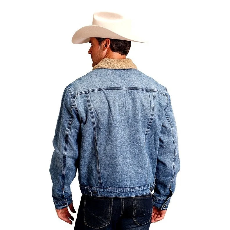 Men's shiny jackets-Stetson Western Jacket Mens Denim Button Blue 11-097-0670-6078 BU