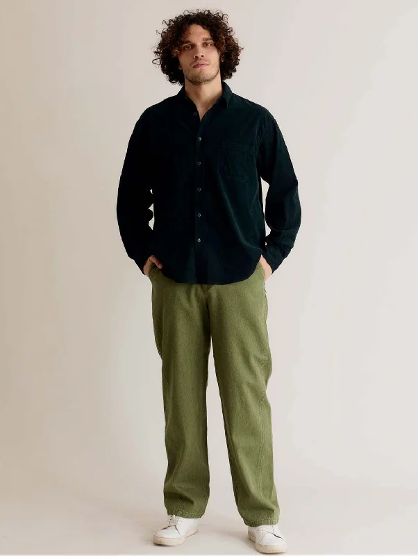 men's cargo pants-Makulu Men's Organic Cotton Twill Denim Trousers | Green Wash