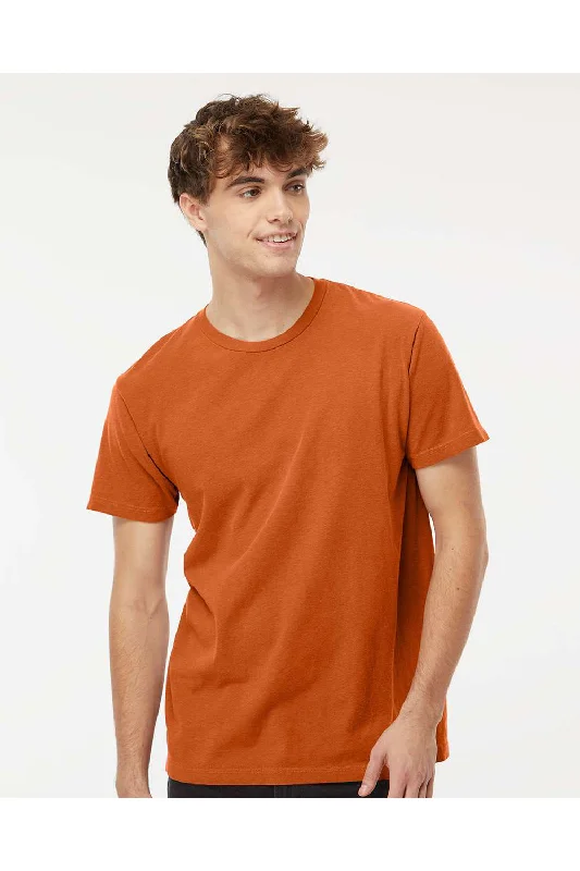 Men's short-sleeve loose red tee-M&O Mens Vintage Garment Dyed Short Sleeve Crewneck T-Shirt - Burnt Orange