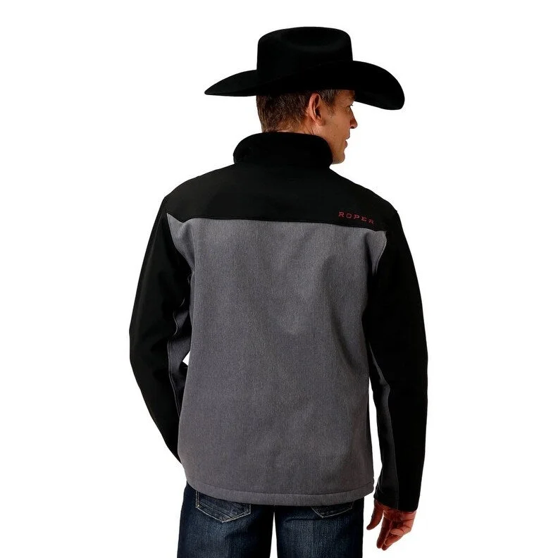 Men's woodsman jackets-Roper Western Jacket Mens Zipper Lightweight Gray 03-097-0780-6142 GY