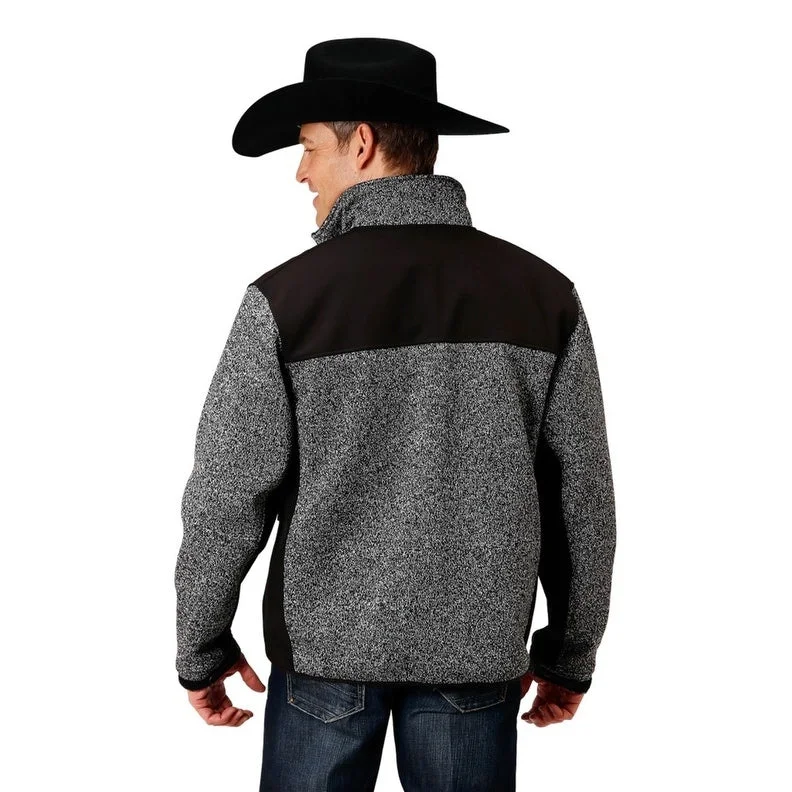 Men's scientist jackets-Roper Western Jacket Mens Zip Heathered Charcoal 03-097-0794-6152 GY