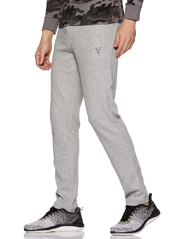 men's stretch high-waisted pants-Van Heusen Cotton Men Grey Track Pants Gym Wear