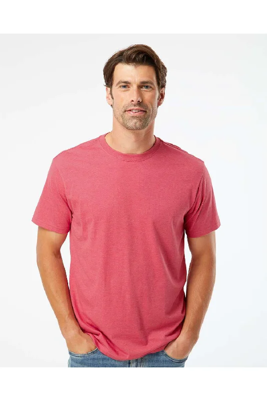 Men's short-sleeve stretch cotton shirt-Kastlfel Mens Recycled Soft Short Sleeve Crewneck T-Shirt - Red