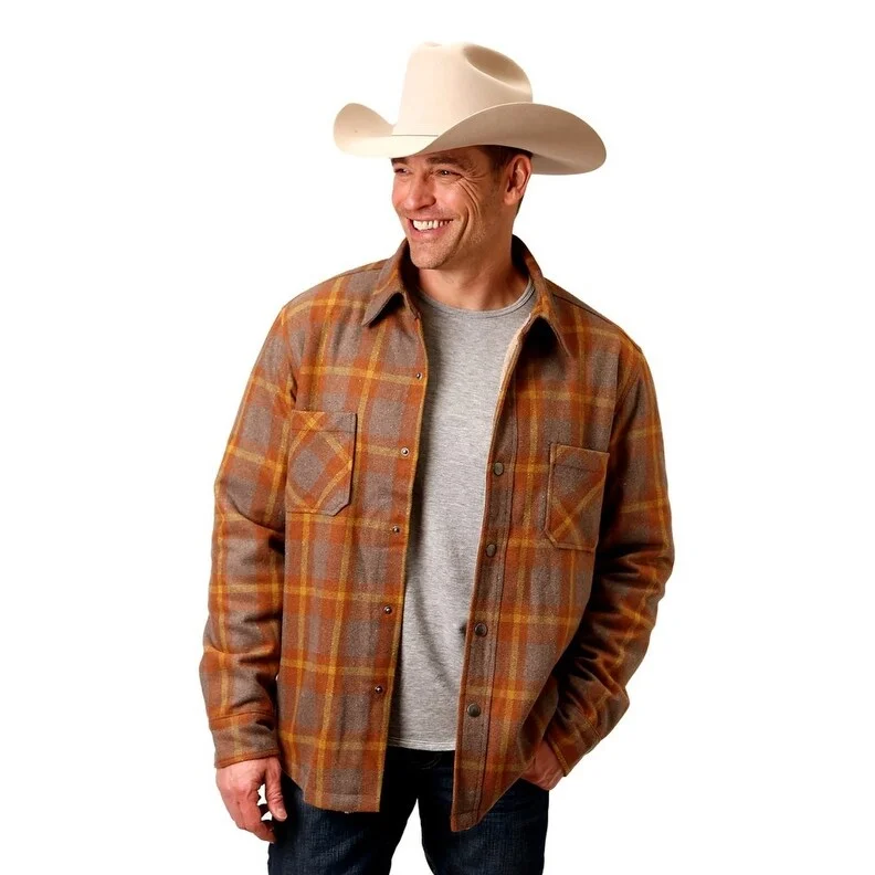 Men's small-size jackets-Tin Haul Western Jacket Mens Wool Sherpa Orange 10-097-0119-0720 OR