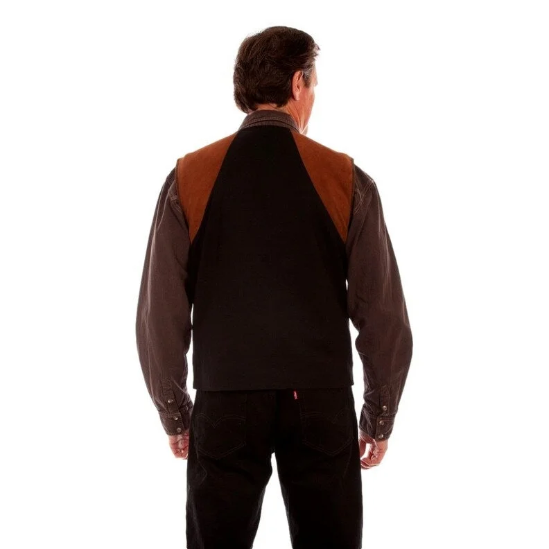 Men's rescue jackets-Scully Western Vest Mens Four Pocket Leather Zip Front Brown F0_1060