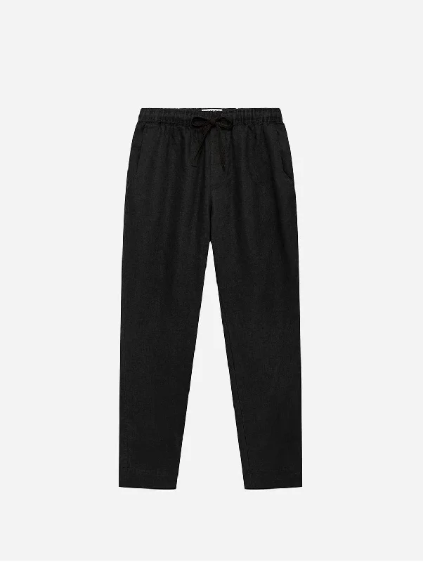 men's khaki pants-August Men's Organic Linen Trousers | Black