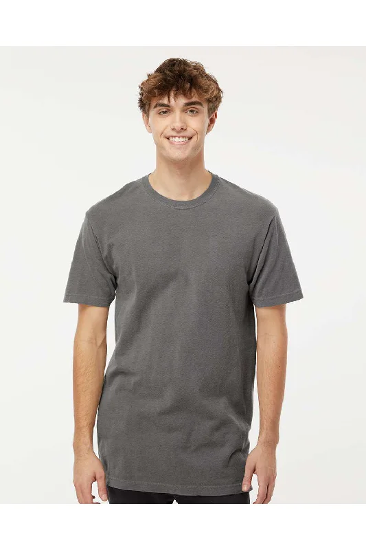 Men's short-sleeve airy linen shirt-M&O Mens Vintage Garment Dyed Short Sleeve Crewneck T-Shirt - Grey