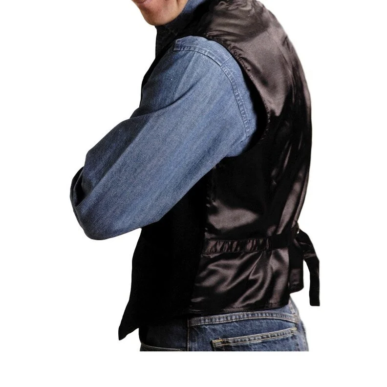 Men's skier jackets-Roper Western Vest Mens Suede Leather Snap Black 02-075-0500-0712 BL