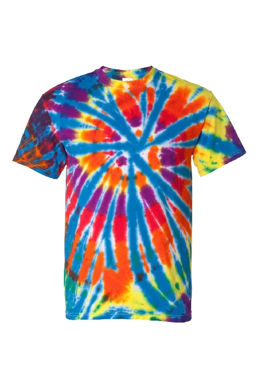 Men's short-sleeve baggy white top-Dyenomite Mens Rainbow Cut Spiral Tie Dyed Short Sleeve Crewneck T-Shirt - Champ