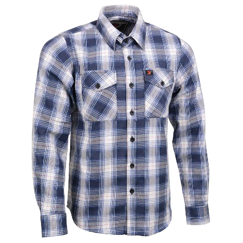 Men's short-sleeve snowboarding white shirt-Milwaukee Leather MNG11650 Men's Blue and White Long Sleeve Cotton Flannel Shirt