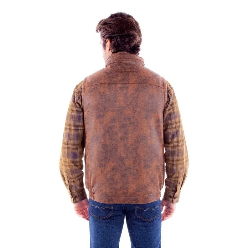 Men's industrial jackets-Scully Western Vest Mens Moleskin Snap Front Polyester Brown F0_5324