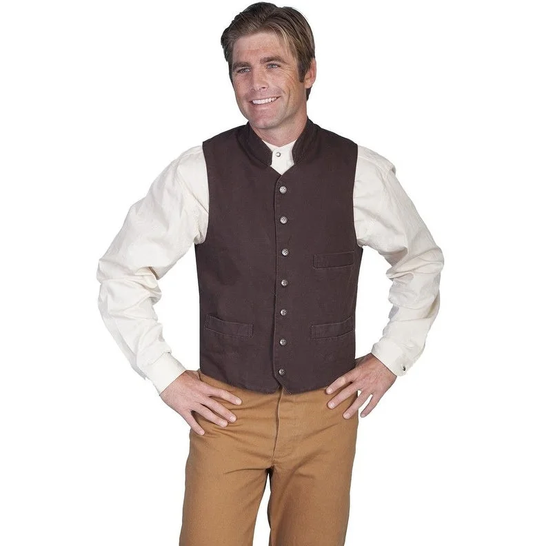 Men's engineer jackets-Scully Western Vest Mens Rangewear Stand Up Collar Canvas F0_RW149