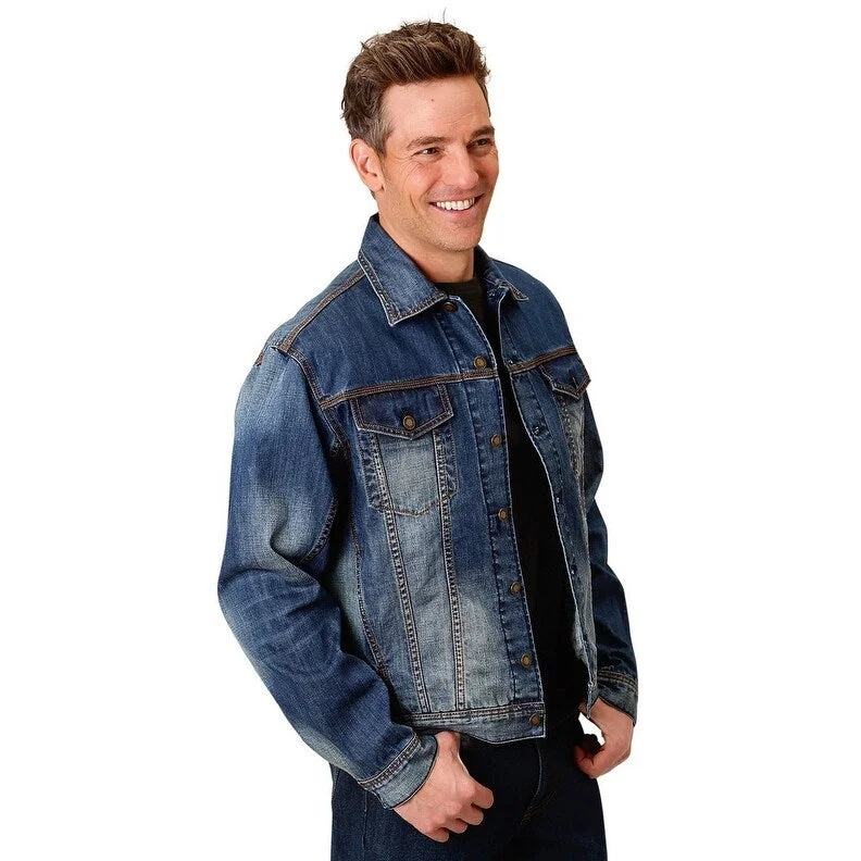 Men's stretch-fit jackets-Stetson Western Jacket Mens Denim Vintage Blue 11-097-0670-7066 BU