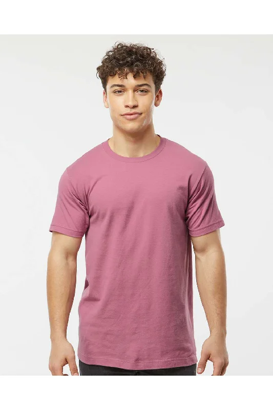 Men's short-sleeve handcrafted linen shirt-Tultex Mens Fine Jersey Short Sleeve Crewneck T-Shirt - Cassis Pink