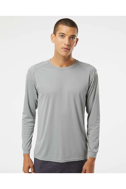 Men's short-sleeve tough polyester top-Paragon Mens Islander Performance Moisture Wicking Long Sleeve Crewneck T-Shirt - Medium Grey