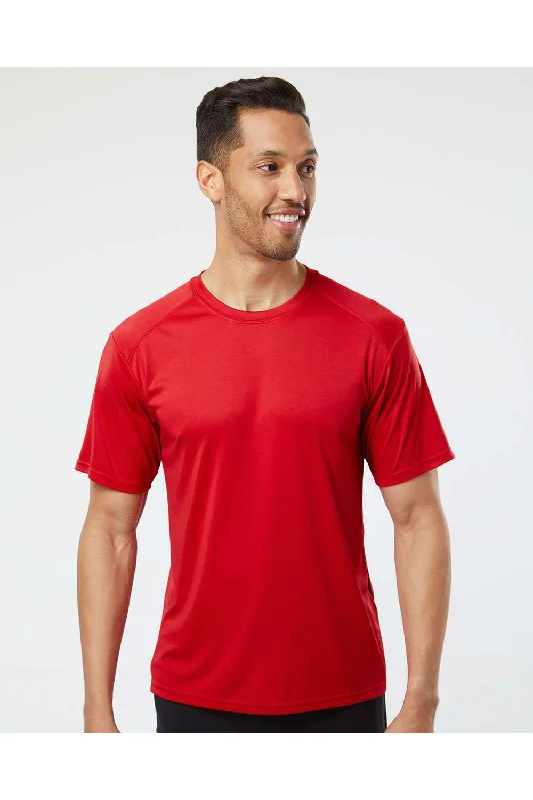 Men's short-sleeve pastel blue shirt-Paragon Mens Islander Performance Moisture Wicking Short Sleeve Crewneck T-Shirt - Red