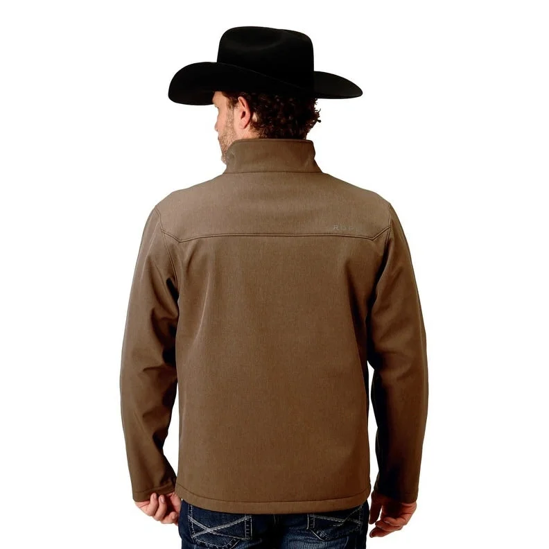 Men's regular-fit jackets-Roper Western Jacket Mens Technical Zip Brown 03-097-0780-0617 BR