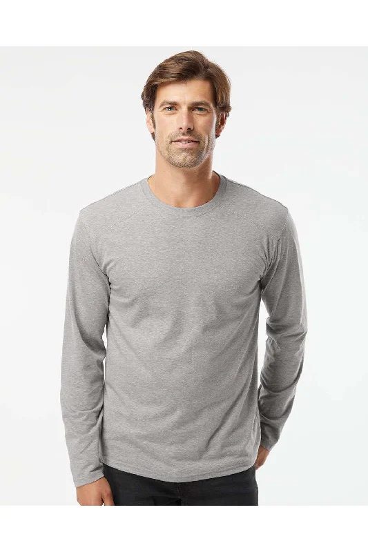 Men's short-sleeve peach trendy shirt-Kastlfel Mens Recycled Soft Long Sleeve Crewneck T-Shirt - Steel Grey