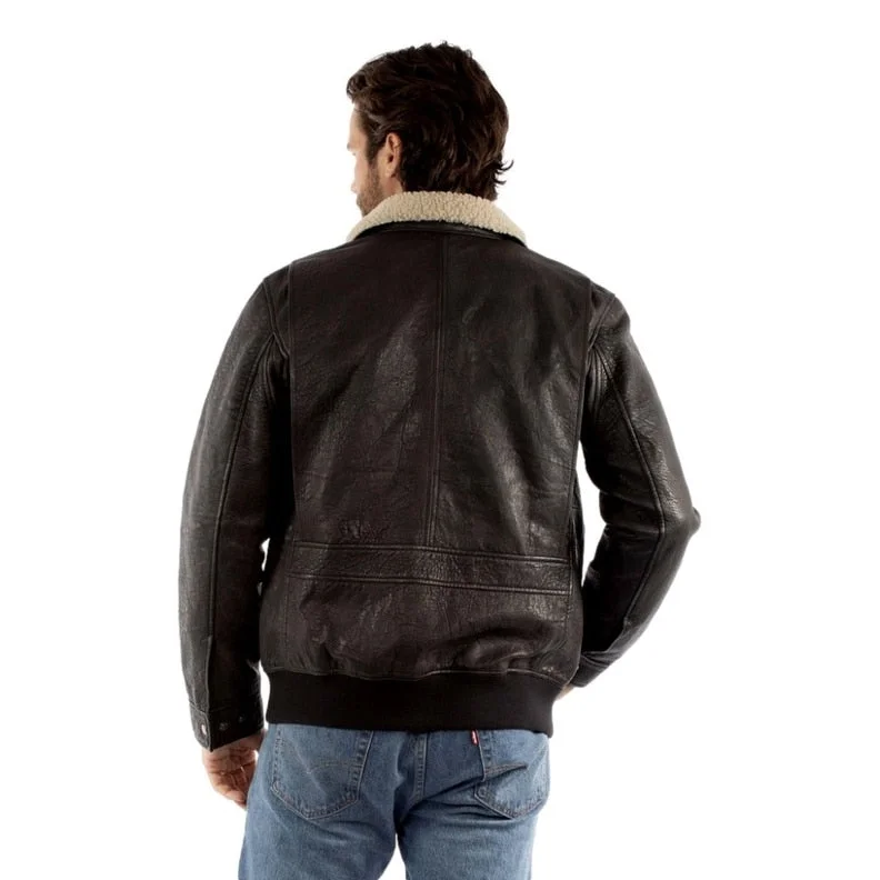 Men's recycled jackets-Scully Western Jacket Mens Leather Bomber Black Rugged Lamb F0_2082