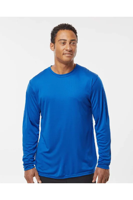 Men's short-sleeve clubbing silver tee-Holloway Mens Momentum Moisture Wicking Long Sleeve Crewneck T-Shirt - Royal Blue