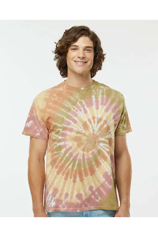 Men's short-sleeve subtle pattern tee-Dyenomite Mens Spiral Tie Dyed Short Sleeve Crewneck T-Shirt - Everglades