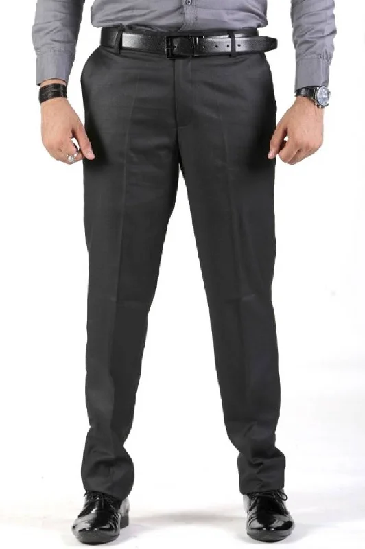 men's pleated pants-Men's Solid Mid Rise Formal Trouser