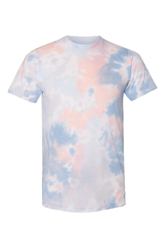 Men's short-sleeve cream linen top-Dyenomite Mens Dream Tie Dyed Short Sleeve Crewneck T-Shirt - Coral