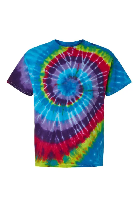 Men's short-sleeve road trip casual shirt-Dyenomite Mens Spiral Tie Dyed Short Sleeve Crewneck T-Shirt - Festival