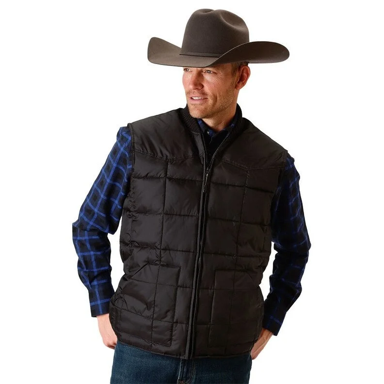 Men's ridge jackets-Roper Western Vest Mens Down-like Fill Black 03-097-0763-0522 BL