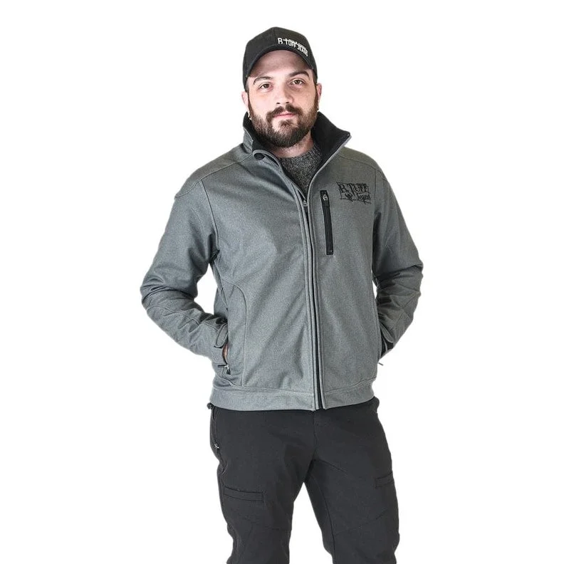 Men's guard jackets-B. Tuff Western Jacket Mens Microfiber Zip Hood Embroidery Gray ET0057