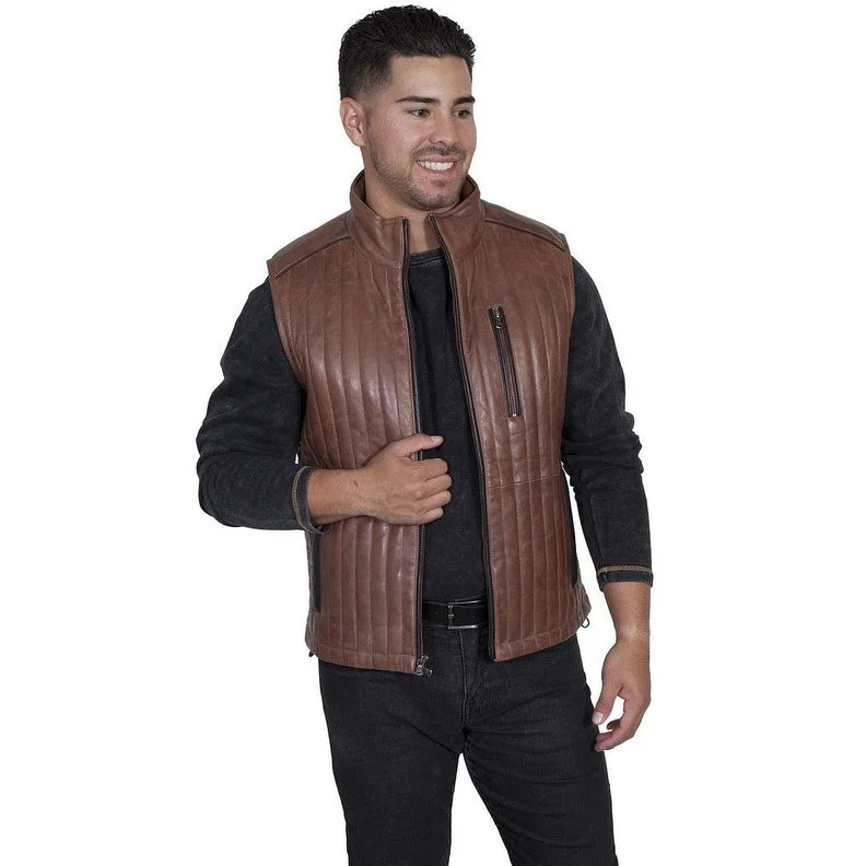 Men's race jackets-Scully Western Vest Mens Quality Masculine Quilted Zipper F0_306