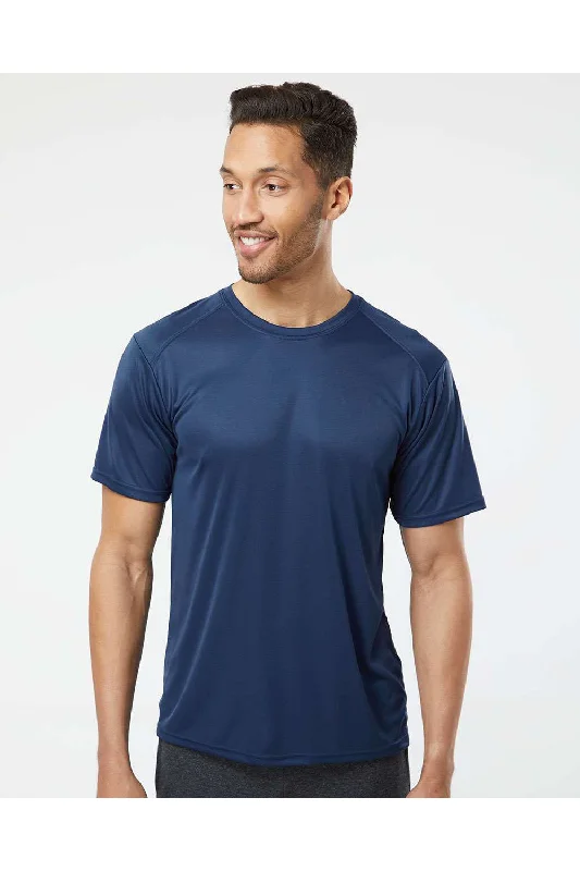 Men's short-sleeve peach trendy shirt-Paragon Mens Islander Performance Moisture Wicking Short Sleeve Crewneck T-Shirt - Navy Blue