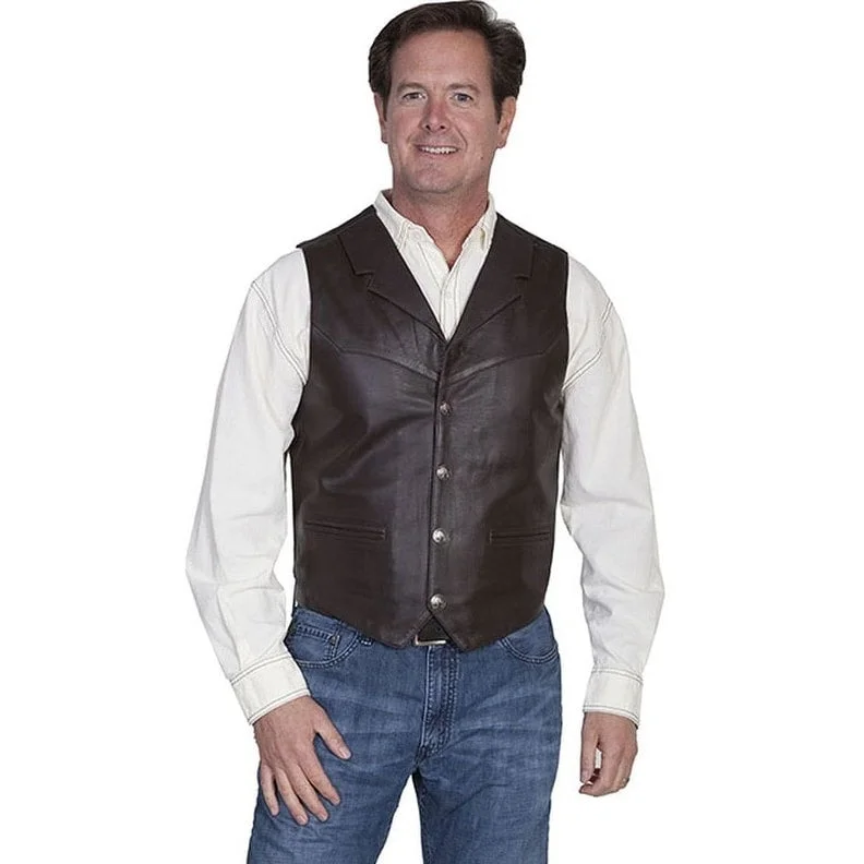 Men's quest jackets-Scully Western Vest Mens Lambskin Snap Front Lapel Lined Soft F0_509