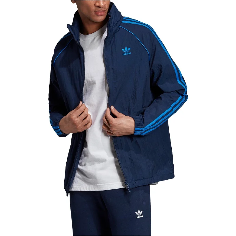 Men's surfer jackets-Adidas Mens Originals Hooded Windbreaker Jacket, Blue, Large