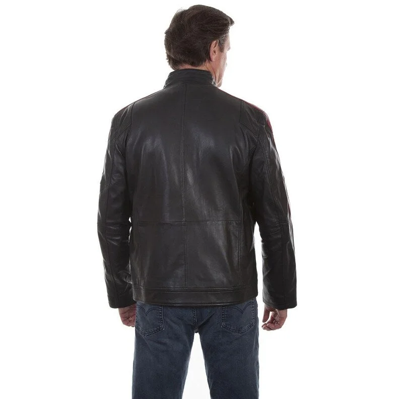 Men's artisan jackets-Scully Western Jacket Mens Leather Riding Zip Black Lamb F0_1030