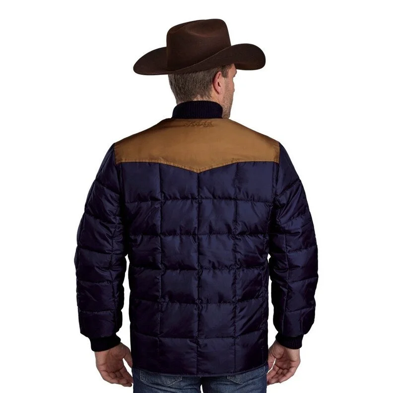 Men's peace jackets-Roper Western Coat Mens Price Point Zip Logo Blue 03-097-0761-0537 BU