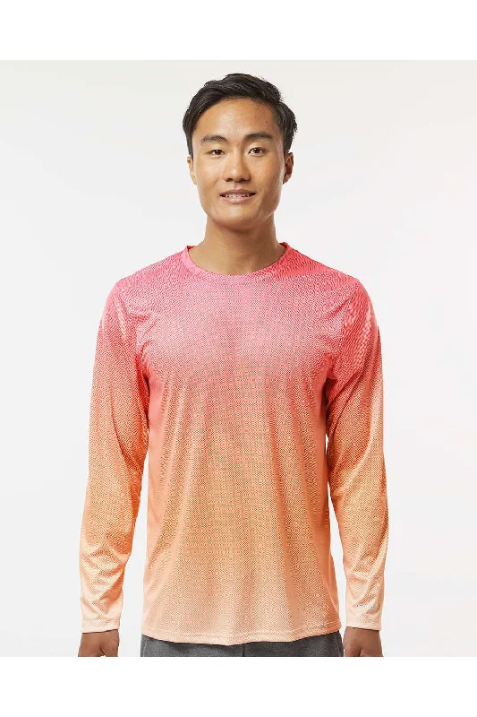 Men's short-sleeve rust orange tee-Paragon Mens Barbados Performance Moisture Wicking Pin Dot Long Sleeve Crewneck T-Shirt - Red/Light Orange