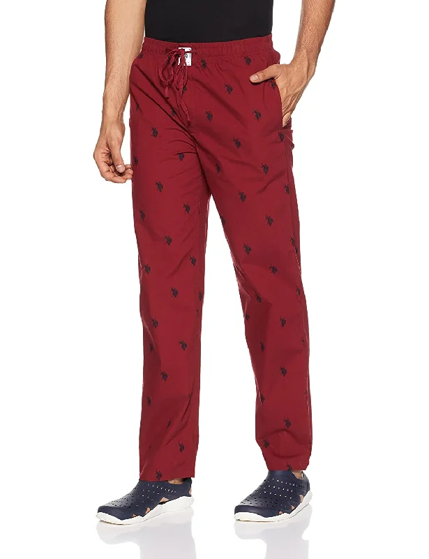 men's slim blue cargo pants-US Polo Maroon Pyjama Lower Night wear for Men