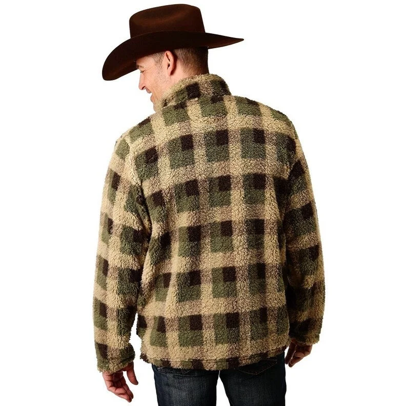 Men's dawn jackets-Roper Western Jacket Mens Polar Fleece Green 03-097-0250-6170 GR