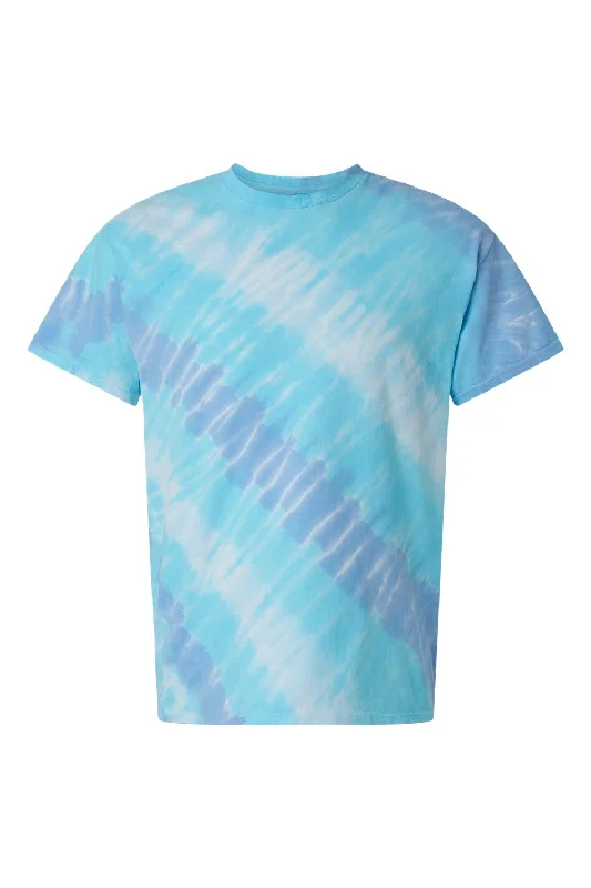 Men's short-sleeve basketball purple shirt-Dyenomite Mens Tilt Tie Dyed Short Sleeve Crewneck T-Shirt - Wildflower