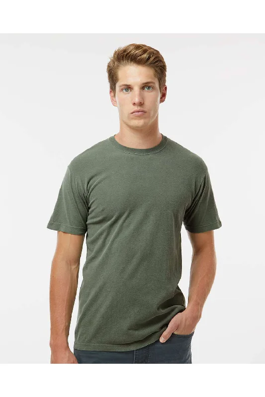 Men's short-sleeve neutral beige top-M&O Mens Vintage Garment Dyed Short Sleeve Crewneck T-Shirt - Monterey Sage Green