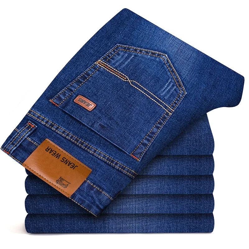 men's casual blue pants-SULEE Brand 2019 New Men's Slim Elastic Jeans Fashion Business Classic Style Skinny Jeans Denim Pants Trousers Male 5 Model