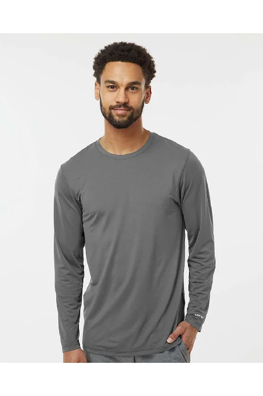 Men's short-sleeve solid black top-Paragon Mens Aruba Extreme Performance Moisture Wicking Long Sleeve Crewneck T-Shirt - Medium Grey