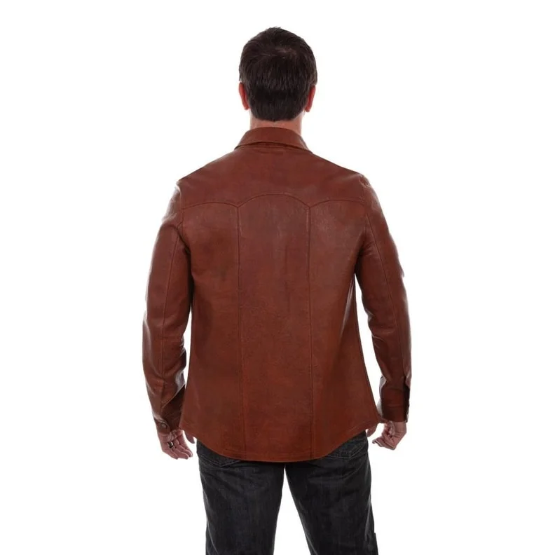 Men's supporter jackets-Scully Western Jacket Mens Button Front Shirt Leather F0_1044